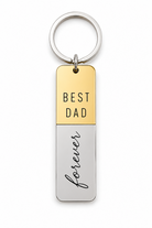 Μπρελόκ Best Dad Forever από χρυσό και ασημί καθρέφτη plexiglass με χάραξη laser από τη So Cute By Dimi.