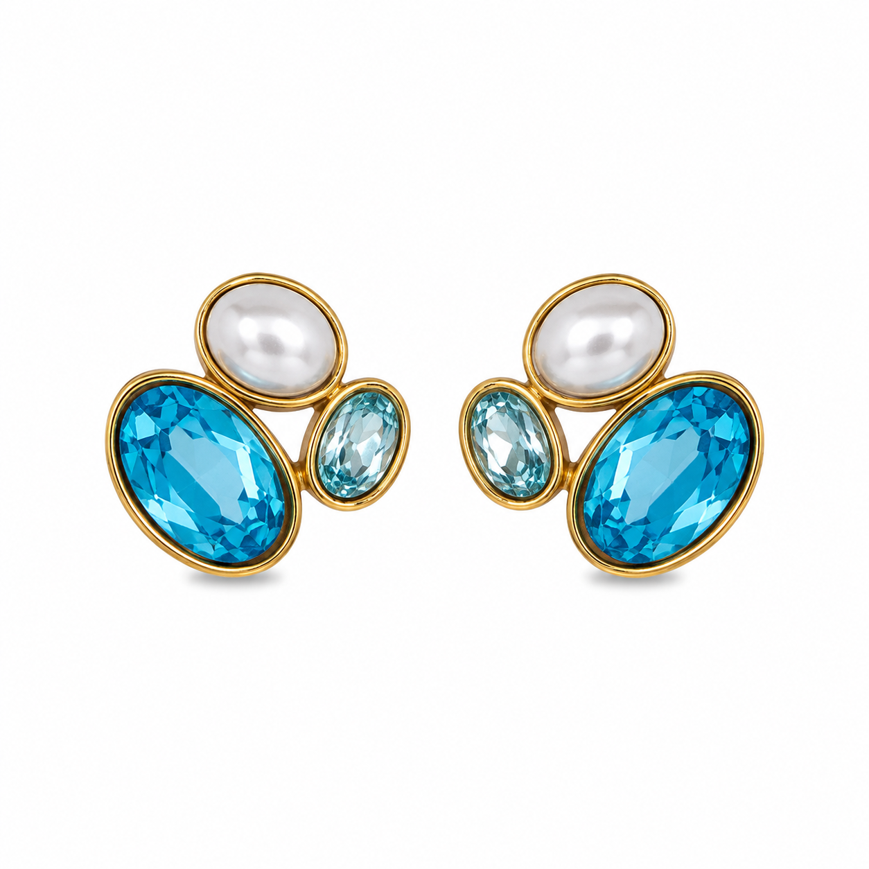 Τυρκουάζ glamorous earrings με χρυσό περίγραμμα