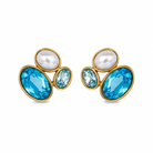 Τυρκουάζ glamorous earrings με χρυσό περίγραμμα