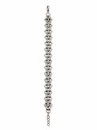 Silver stainless steel chain bracelet on a white background