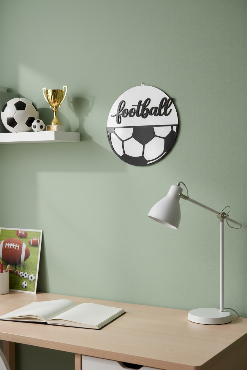 Χειροποίητη λαμπάδα football με μπρελόκ πλεξιγκλάς και προαιρετική στρογγυλή πλάτη 25 εκ