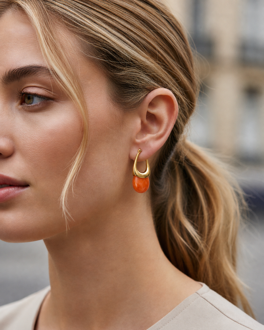 Φορεμένα Cala Resin Drops σε Orange από ατσάλι και ρητίνη