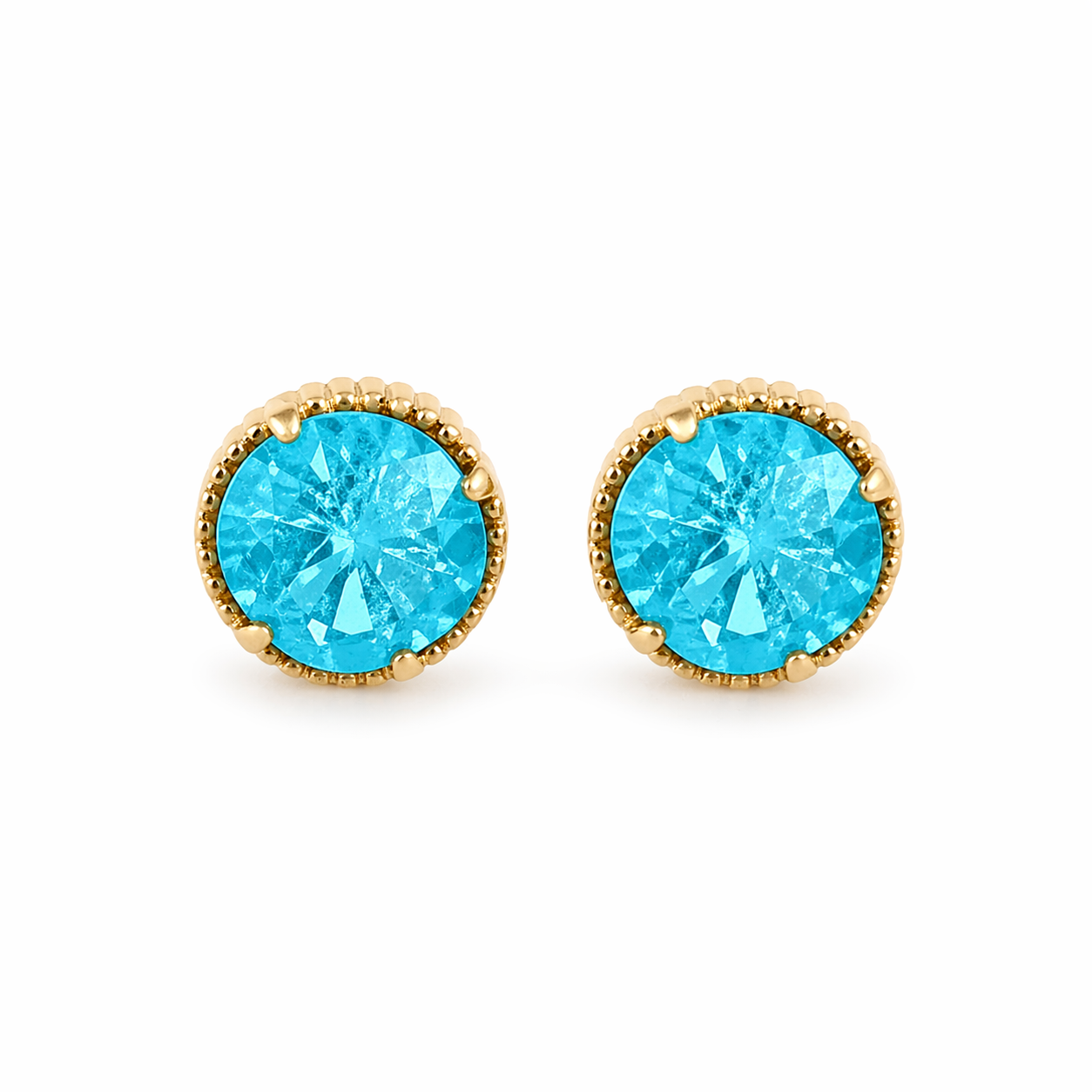 Ατσάλινα σκουλαρίκια studs τυρκουάζ με κρυσταλλική υφή Crush Glow So Cute by Dimi