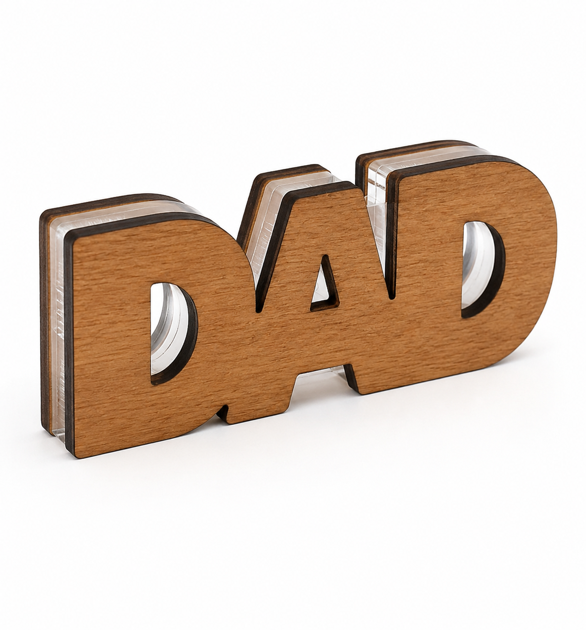 Επιτραπέζιο διακοσμητικό DAD από ξύλο και διάφανο plexiglass για μπαμπά από τη So Cute By Dimi.