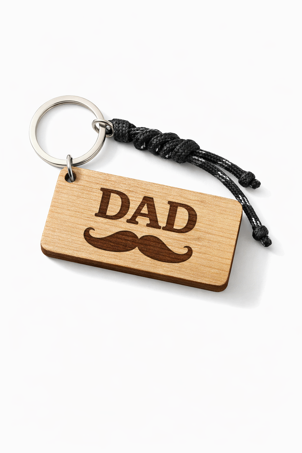 ξύλινο μπρελόκ dad με χάραξη μουστάκι premium δώρο για μπαμπά so cute by dimi