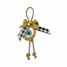 Country Xmas handmade hanging gouri with wood, plexiglass, burlap cord, plaid ribbon and bells – So Cute by Dimi