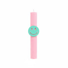 Αρωματική baby pink λαμπάδα 30εκ με πλεξιγκλάς smiley cutout για έφηβα κορίτσια