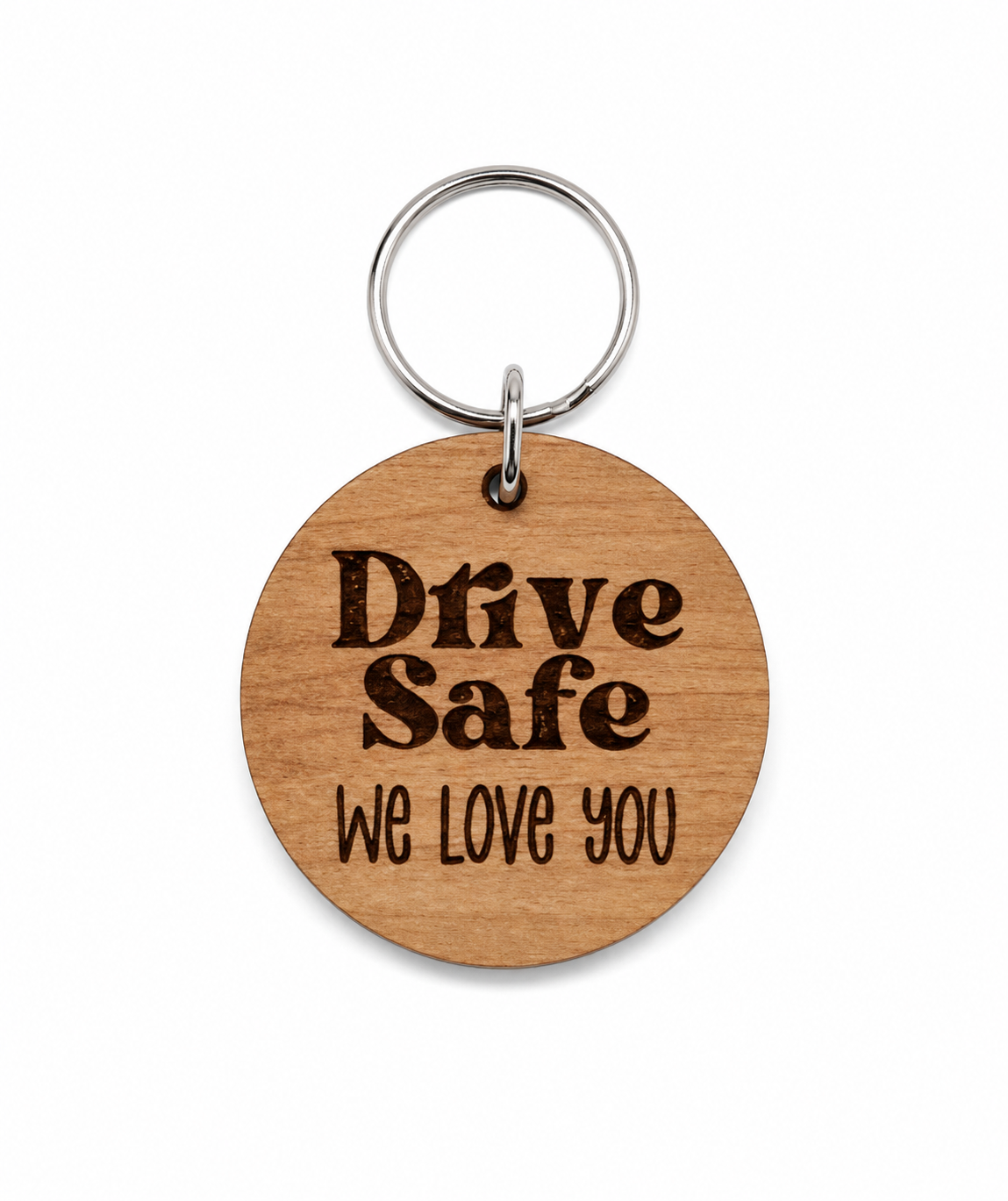 Ξύλινο μπρελόκ Drive Safe We Love You από MDF σημύδας με χάραξη laser της So Cute by Dimi.