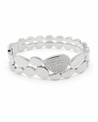 Ατσάλινο bangle βραχιόλι Electra Shine με oval μεταλλικά στοιχεία και λαμπερό μοτίφ ζιργκόν σε ασημί χρώμα σε λευκό φόντο.