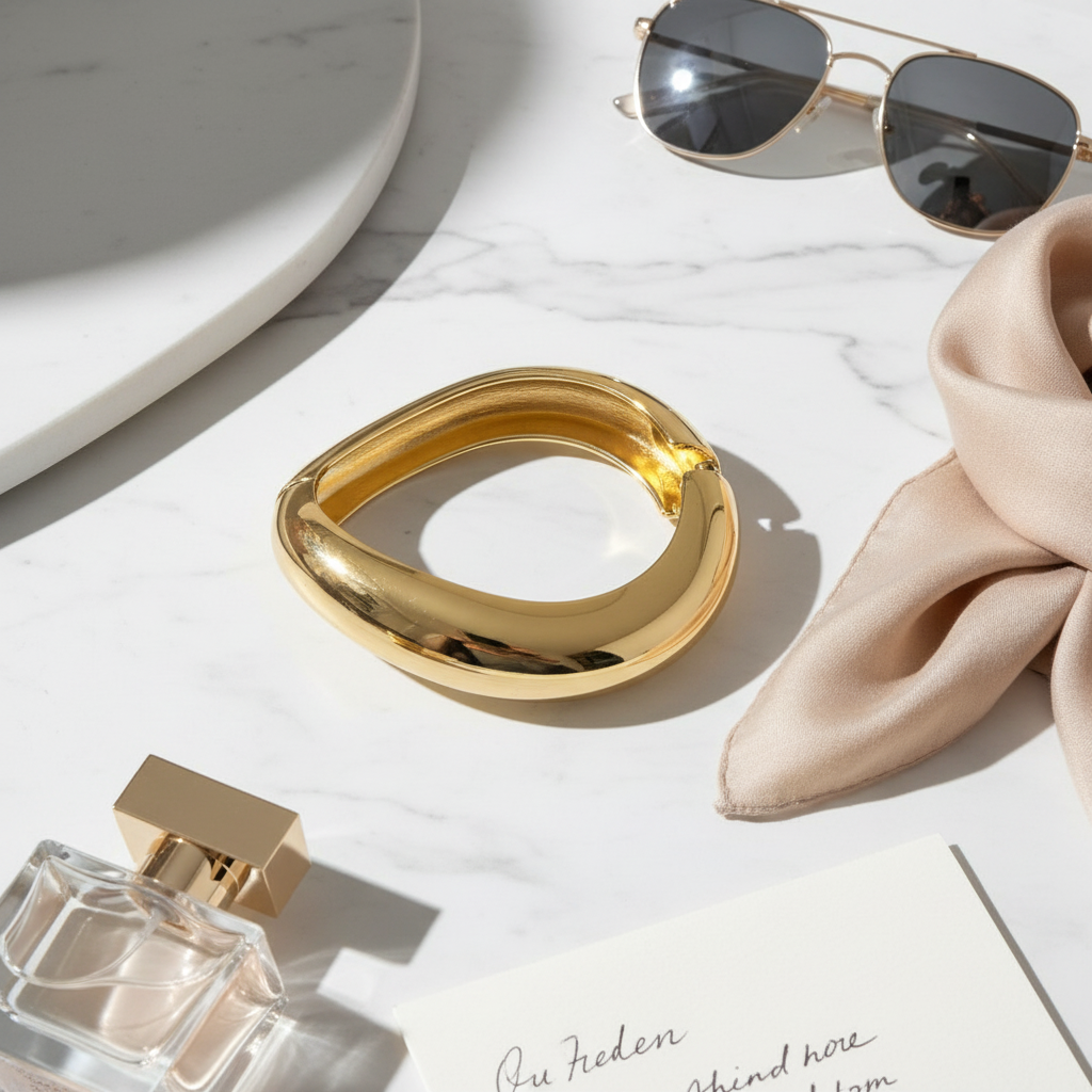 Bold curve copper bangle σε χρυσό  – So Cute by Dimi