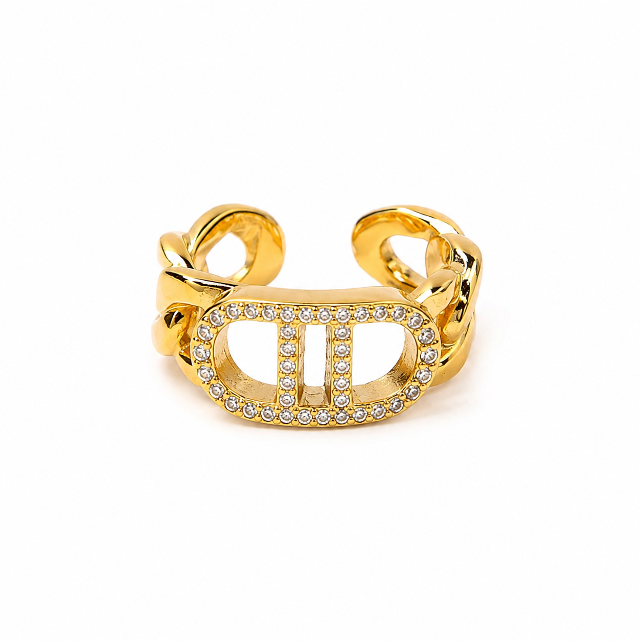 Χρυσό chunky chain ring με ζιργκόν