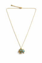 elephia necklace ατσάλινο κολιέ ελεφαντάκι με τυρκουάζ ζιργκόν χρυσό  so cute by dimi
