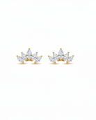 χρυσά σκουλαρίκια ear climber stainless steel με marquise ζιργκόν elegant earrings