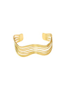 Gold stainless steel wave cuff bracelet open bangle modern statement jewelry
