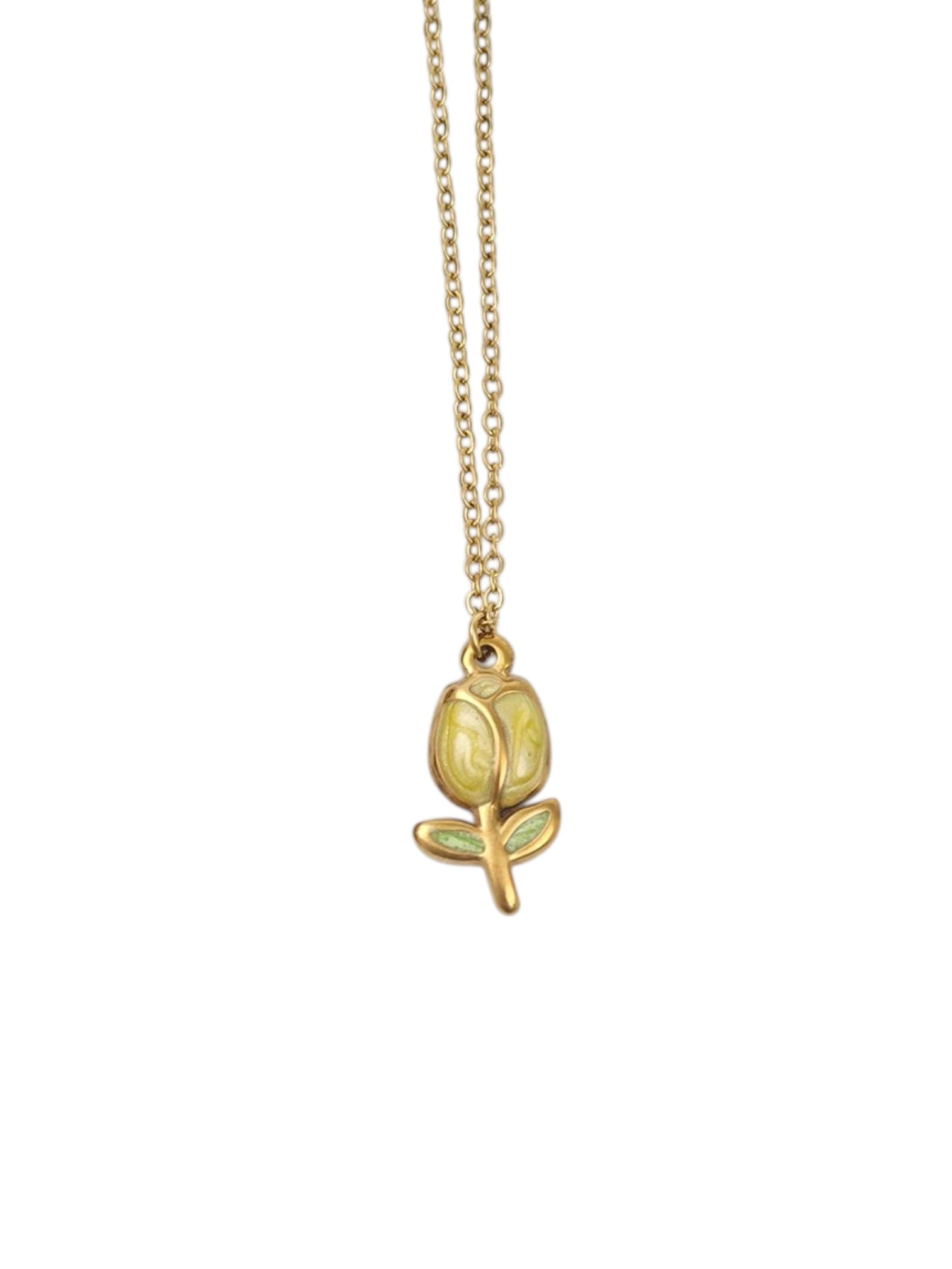 ατσάλινο κολιέ με λουλούδι enamel χρυσό roselle bloom necklace colorful floral pendant