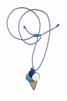 Necklace with ice cream cone pendant on a white background