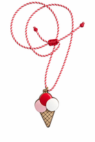 Necklace with an ice cream cone charm on a white background