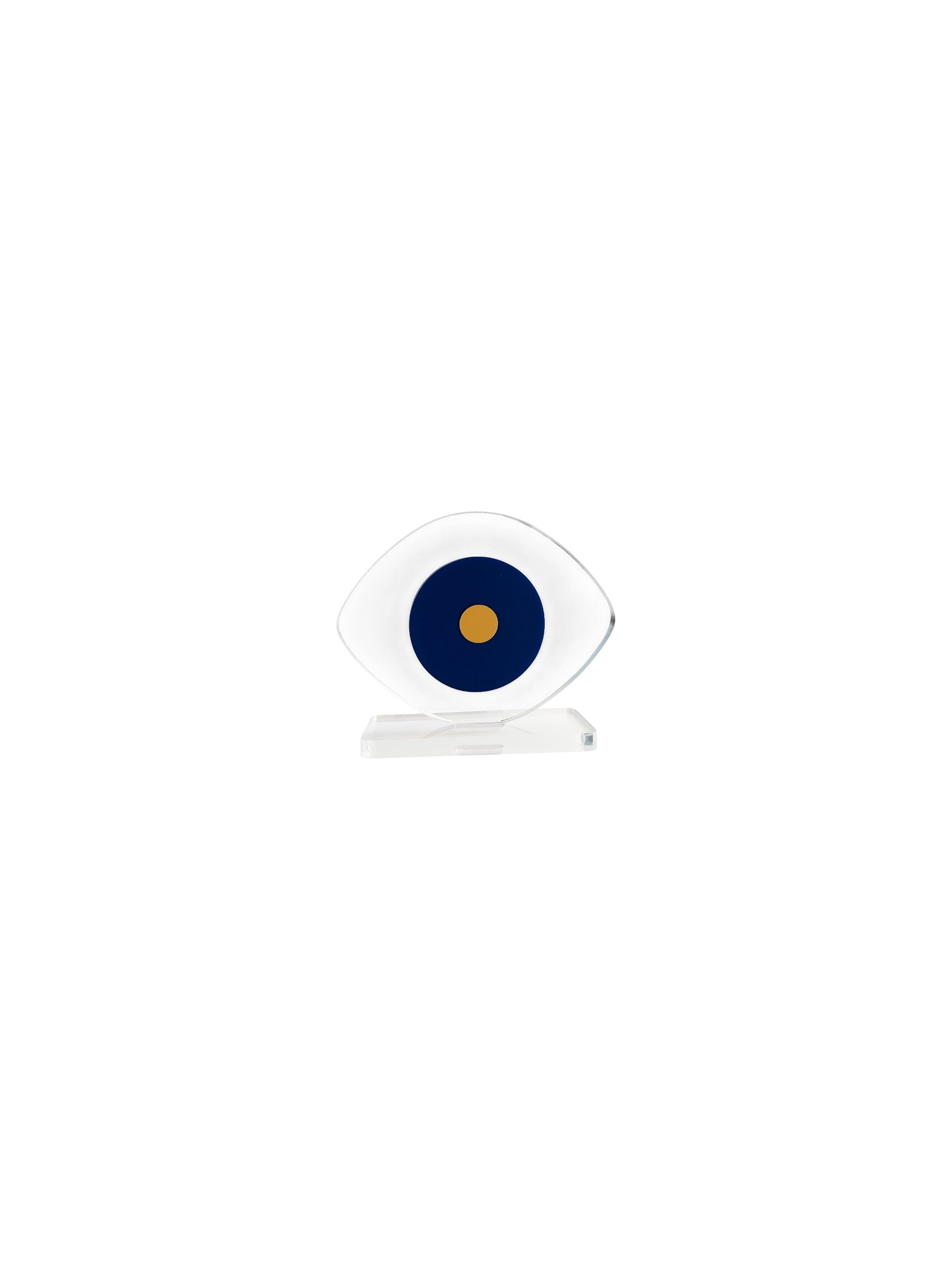 Mini navy evil eye plexiglass decor with gold detail small size – So Cute by Dimi