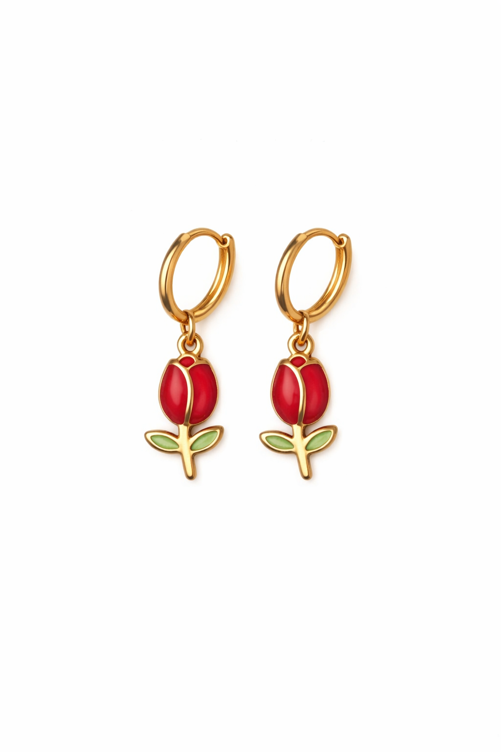 ατσάλινα σκουλαρίκια κρίκοι με λουλούδι enamel χρυσά tulisse mini bloom earrings colorful floral