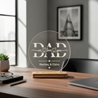 Προσωποποιημένο LED φωτιστικό DAD We Love You από διάφανο plexiglass με χάραξη laser και φωτισμό 7 χρωμάτων από τη So Cute By Dimi.