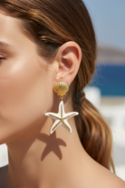 Σκουλαρίκια κοχύλι και αστερίας χρυσά stainless steel καλοκαιρινά Mariselle, So Cute by Dimi