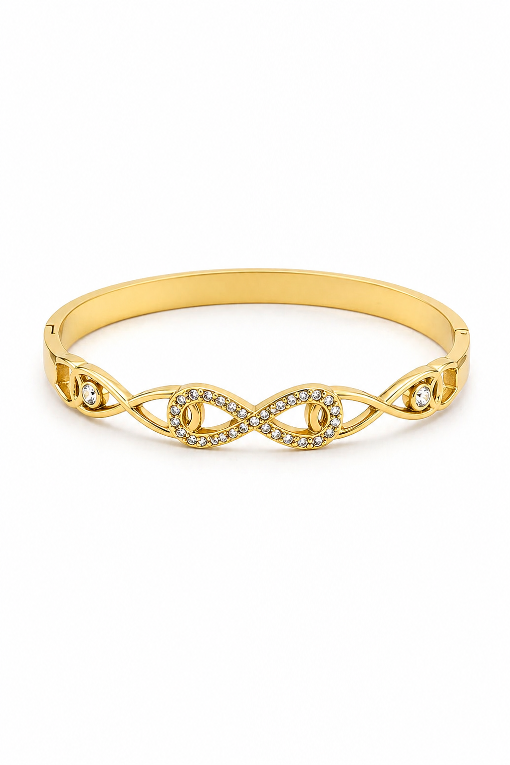Ατσάλινο βραχιόλι Line Infinity Bracelet σε χρυσό με σύμβολο infinity και πέτρες So Cute by Dimi