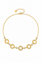 Luce Necklace ατσάλινο κολιέ με ανάγλυφους κύκλους και ζιργκόν σε χρυσό χρώμα | So Cute by Dimi