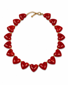 Marbella Hearts Summer Necklace σε Cherry Red με καρδιές από ρητίνη και ατσάλι σε λευκό φόντο