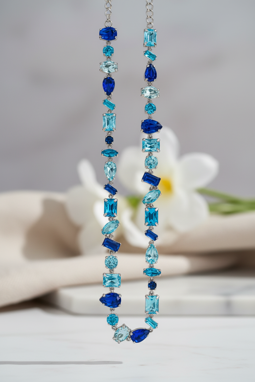 Ατσάλινο choker με κρύσταλλα velmira color choker statement necklace colorful φορεμένο σε μοντέλο, So Cute by DImi