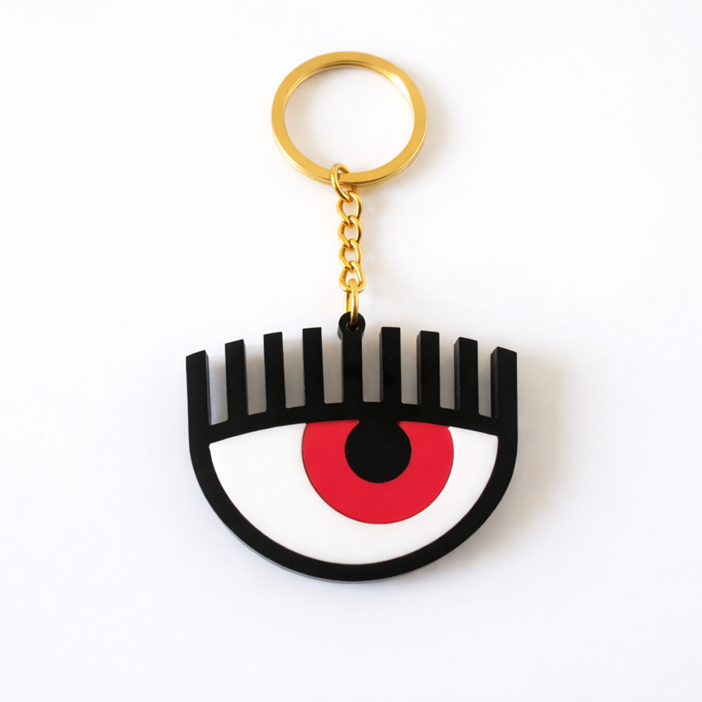 Keychain with eye design on a white background