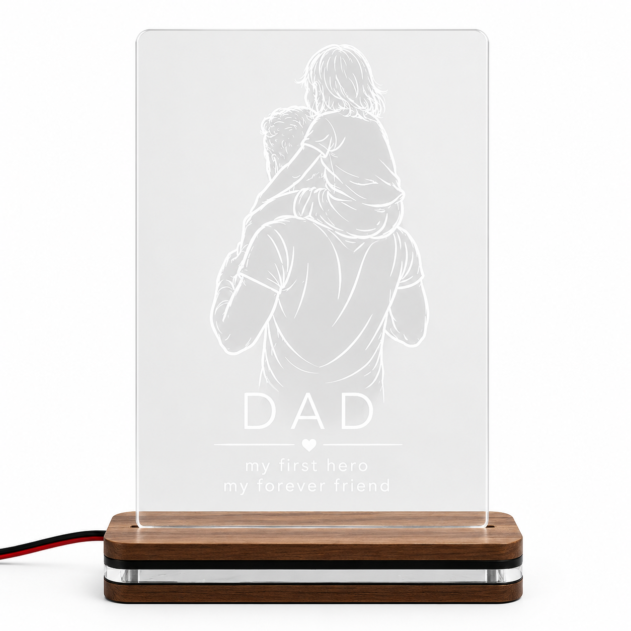 LED φωτιστικό My First Hero από διάφανο plexiglass με χάραξη laser και δυνατότητα προσωποποίησης από τη So Cute By Dimi.