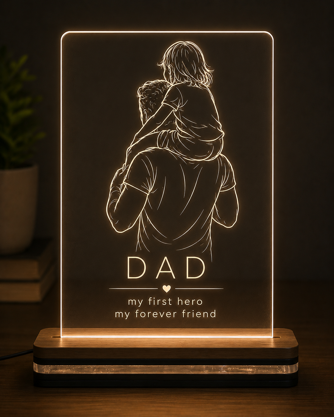LED φωτιστικό My First Hero από διάφανο plexiglass με χάραξη laser και δυνατότητα προσωποποίησης από τη So Cute By Dimi.