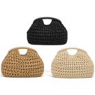 Chunky woven ψάθινες τσάντες σε μπεζ, φυσικό και μαύρο χρώμα σε λευκό φόντο – So Cute by Dimi