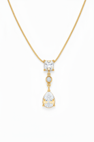 Noor Necklace ατσάλινο κολιέ με τετράγωνο ζιργκόν και κρεμαστή σταγόνα σε χρυσό χρώμα So Cute by Dimi