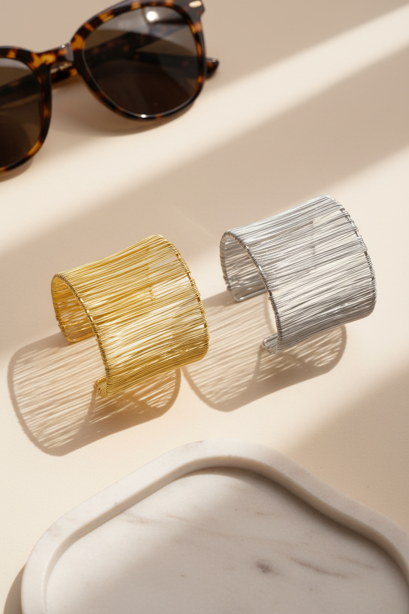 Γυναικείο cuff βραχιόλι Nyra Fringe Cuff από ανοξείδωτο ατσάλι σε χρυσό και ασημί από τη So Cute by Dimi