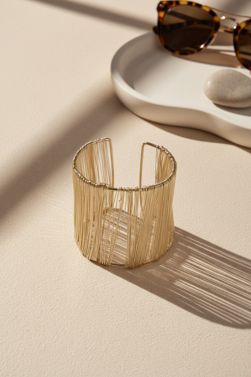 Γυναικείο cuff βραχιόλι Nyra Fringe Cuff από ανοξείδωτο ατσάλι σε χρυσό από τη So Cute by Dimi