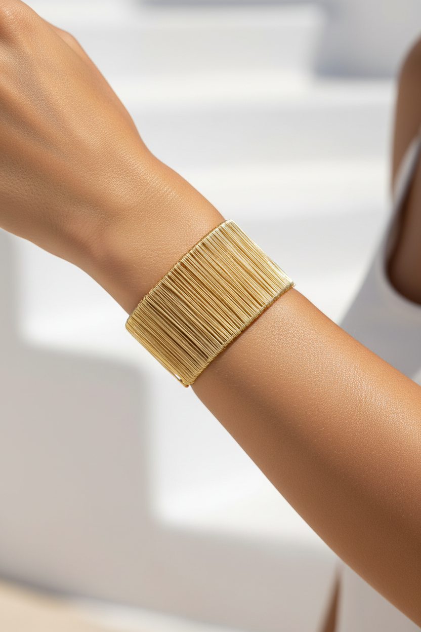 Γυναικείο cuff βραχιόλι Nyra Fringe Cuff από ανοξείδωτο ατσάλι σε χρυσό από τη So Cute by Dimi