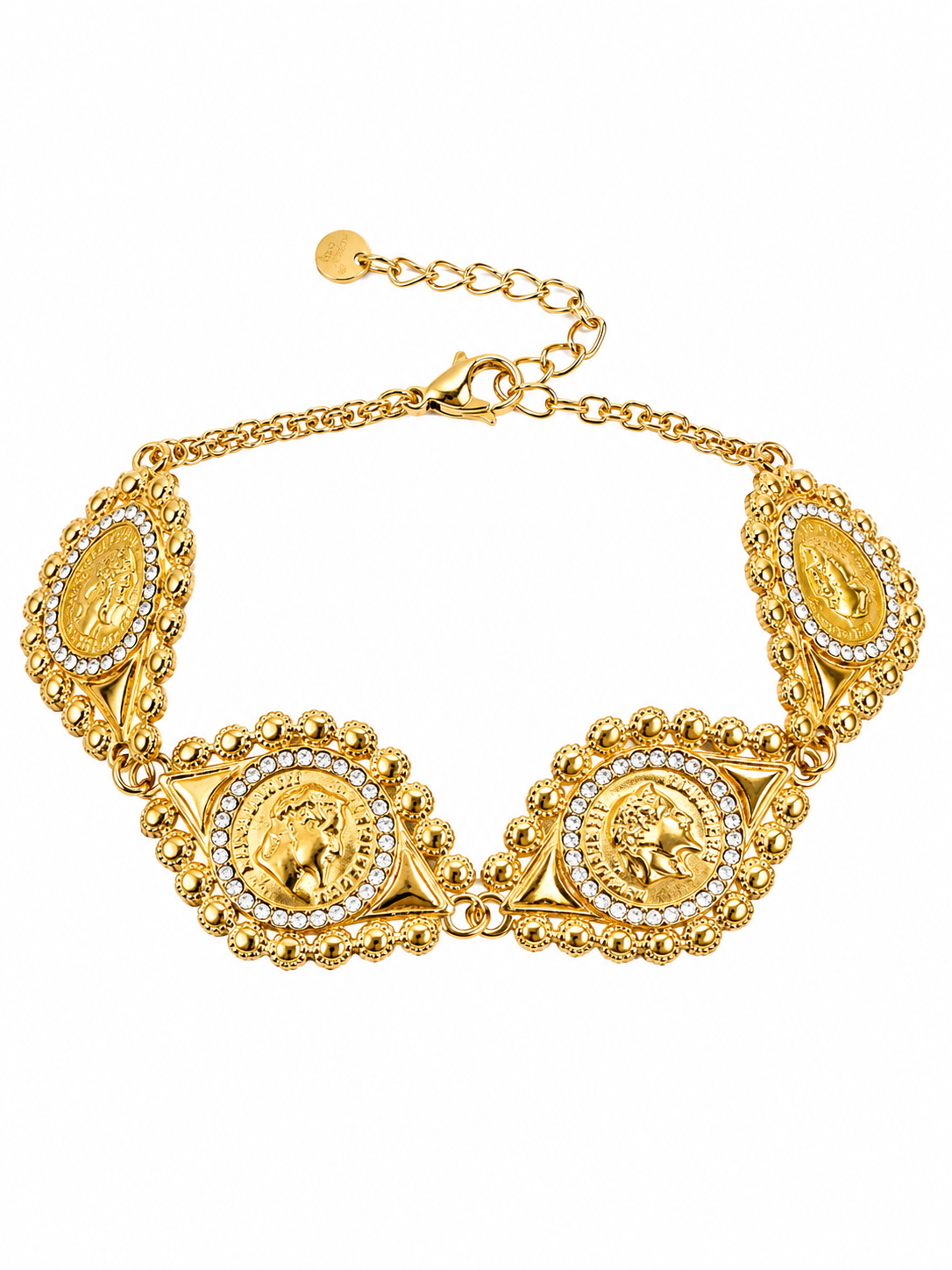 Olympia Coin Bracelet ατσάλινο χρυσό βραχιόλι με coins και ζιργκόν So Cute by Dimi