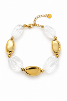 So Cute by Dimi Pebble Luxe Bracelet με χρυσά ατσάλινα στοιχεία και οβάλ pebble χάντρες σε μαρμάρινη υφή