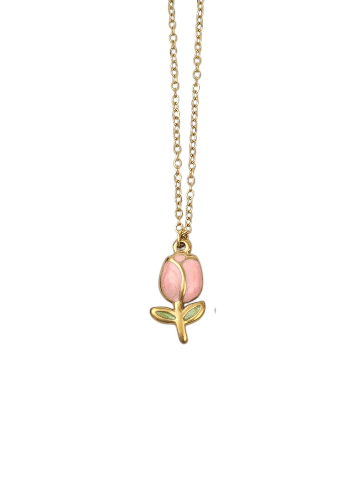 ατσάλινο κολιέ με λουλούδι enamel χρυσό roselle bloom necklace colorful floral pendant
