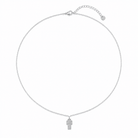 Pixel Cross Luxe Necklace ατσάλινο κολιέ με σταυρό από ζιργκόν σε ασημί χρώμα So Cute by Dimi