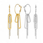 Paperclip Glam Earrings – Ατσάλινα Κρίκοι με Charms & Κρύσταλλα | So Cute by Dimi
