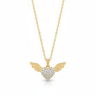 Stainless steel angel wing heart necklace with rhinestones in gold  – So Cute by Dimi.