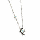 Mini Cross Eye Necklace – Ατσάλινο Κολιέ με Σμάλτο & Ματάκι | So Cute by Dimi