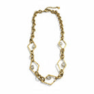 Rhombus Glow Necklace – Ατσάλινο κολιέ με ρομβοειδείς συνδέσμους και ζιργκόν σε χρυσό, So Cute by Dimi
