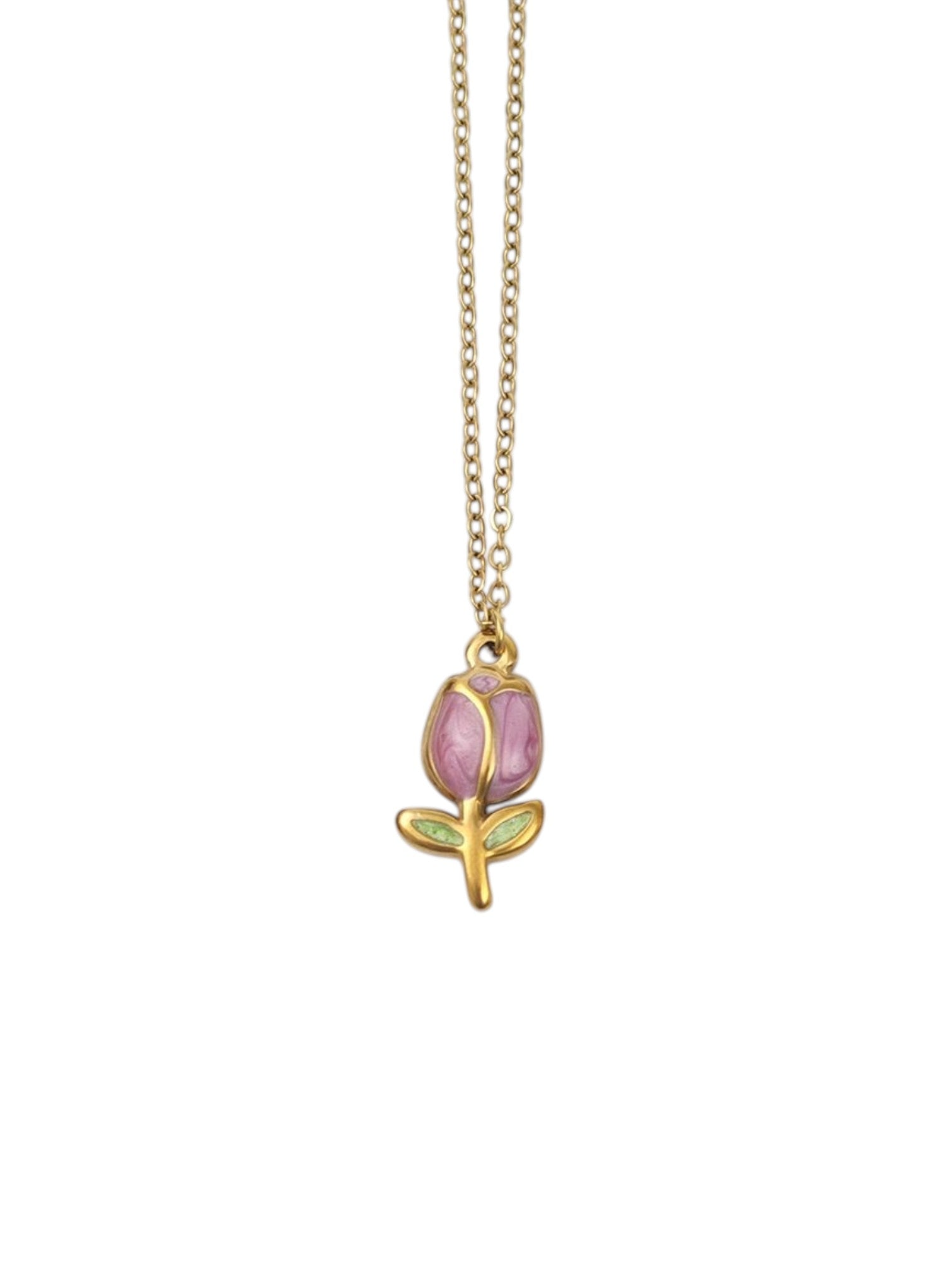 ατσάλινο κολιέ με λουλούδι enamel χρυσό roselle bloom necklace colorful floral pendant