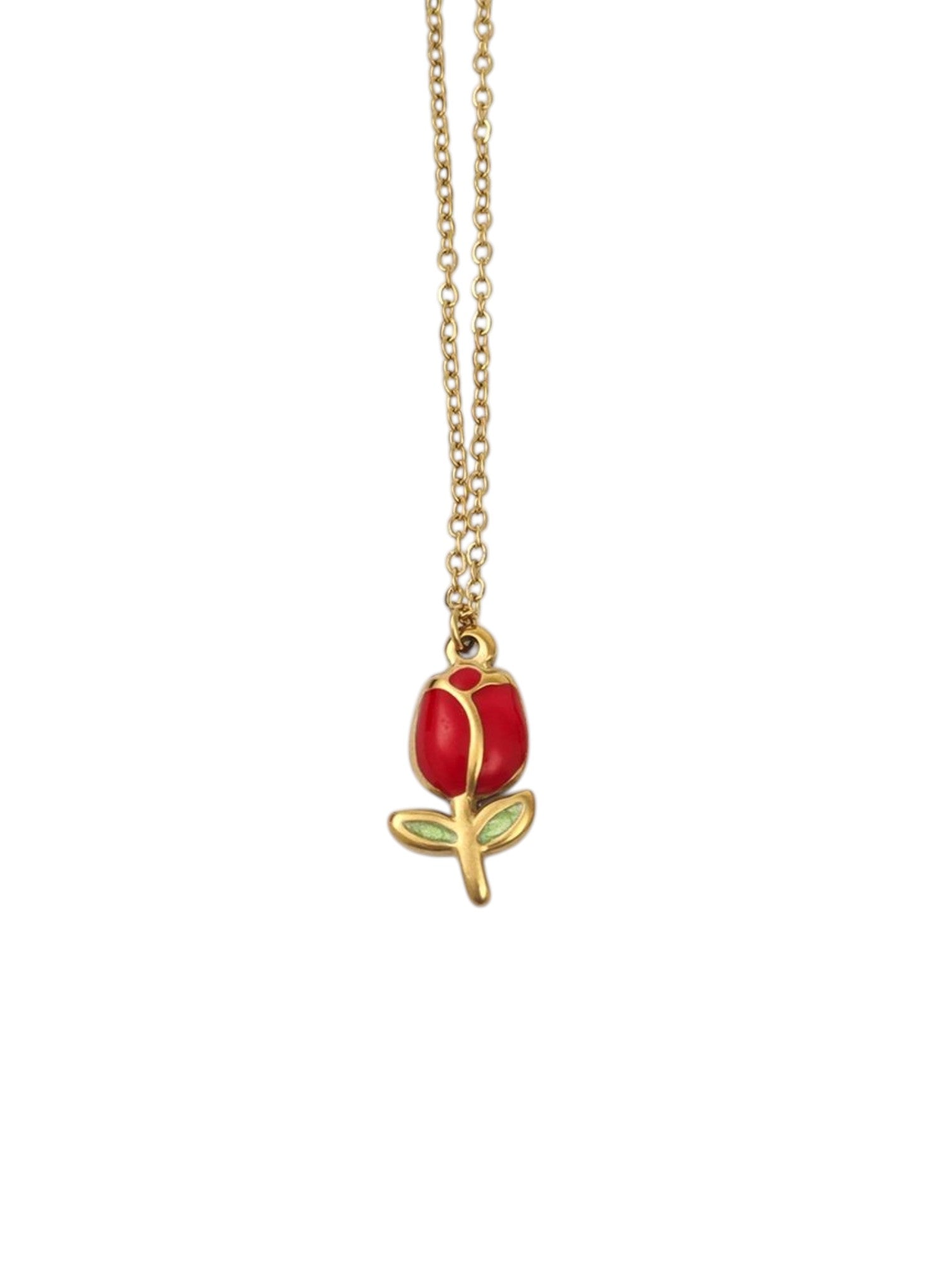 ατσάλινο κολιέ με λουλούδι enamel χρυσό roselle bloom necklace colorful floral pendant
