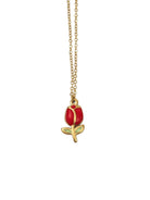ατσάλινο κολιέ με λουλούδι enamel χρυσό roselle bloom necklace colorful floral pendant