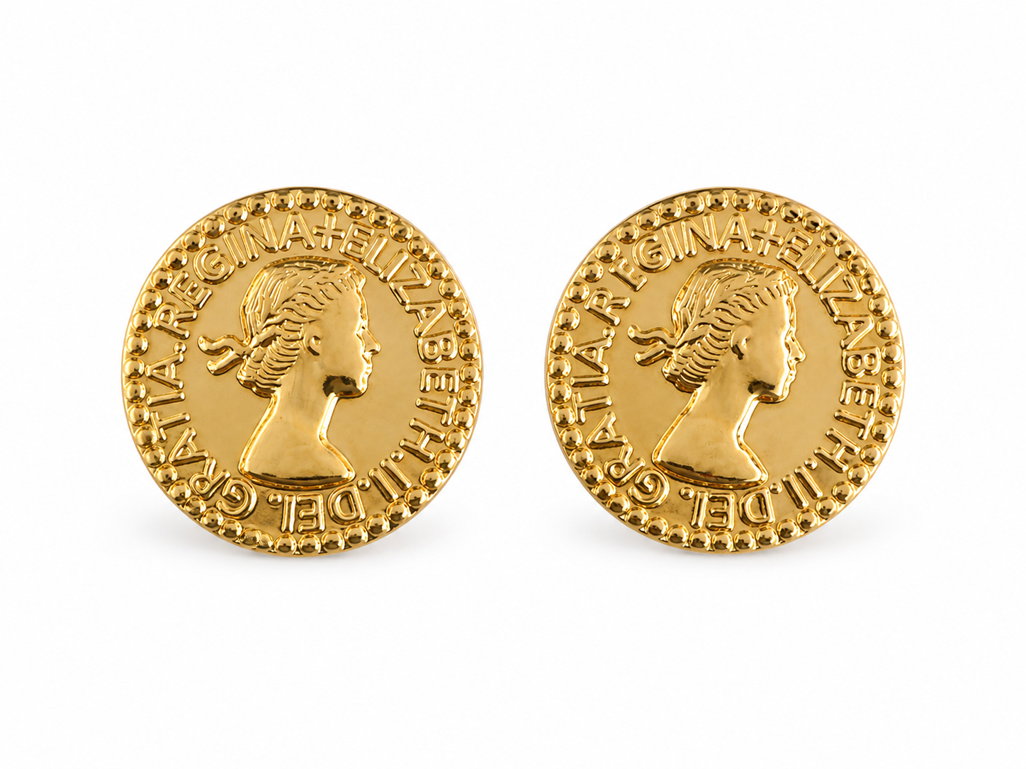 Ατσάλινα stud σκουλαρίκια 5cm λίρα, σε λευκό φοντο, so cute by dimi