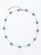 Salt & Sea Necklace ατσάλινο κολιέ με τιρκουάζ αστερίες σε χρυσή αλυσίδα